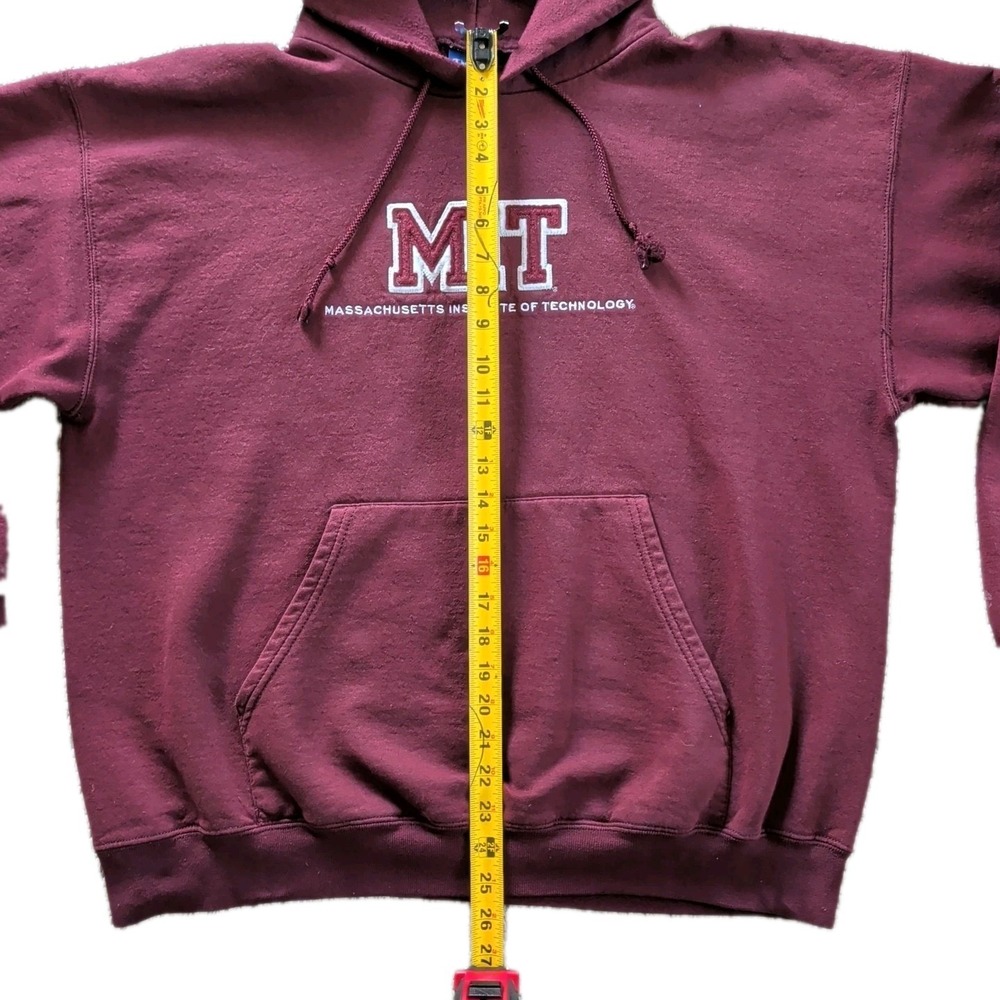 MIT Champion Hoodie Size XL Stitch Maroon Vintage Y2K Authentic Athletic Apparel - Picture 6 of 15